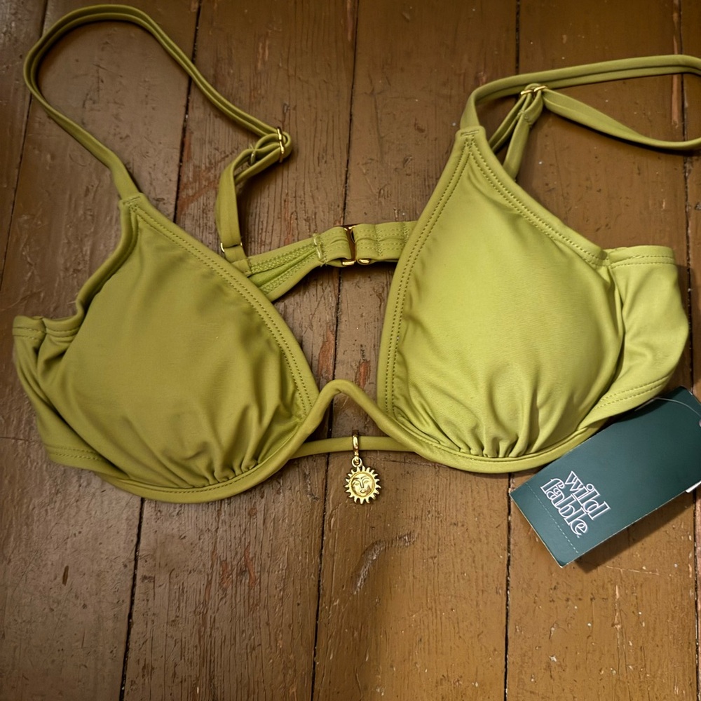 wild fable Olive Green Triangle Bikini Top with Sun Charm
